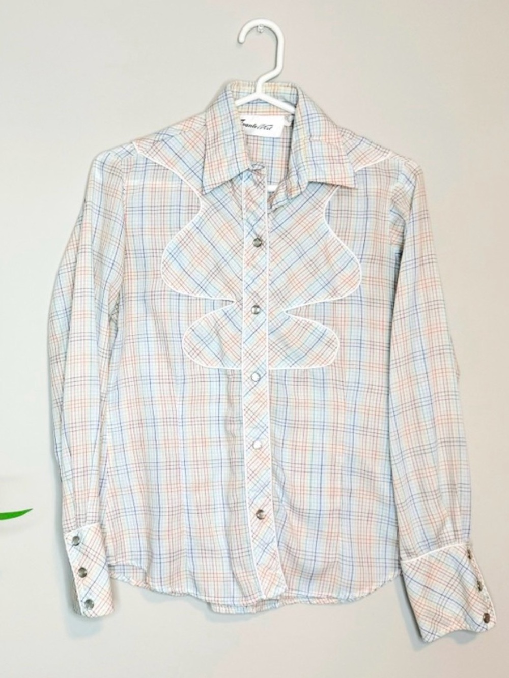 Vintage Avante West Pearl Snap Rainbow Plaid Western Button Down
